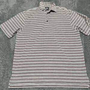 Footjoy Polo Shirt Mens Large Performance Striped Golf Red Gray
